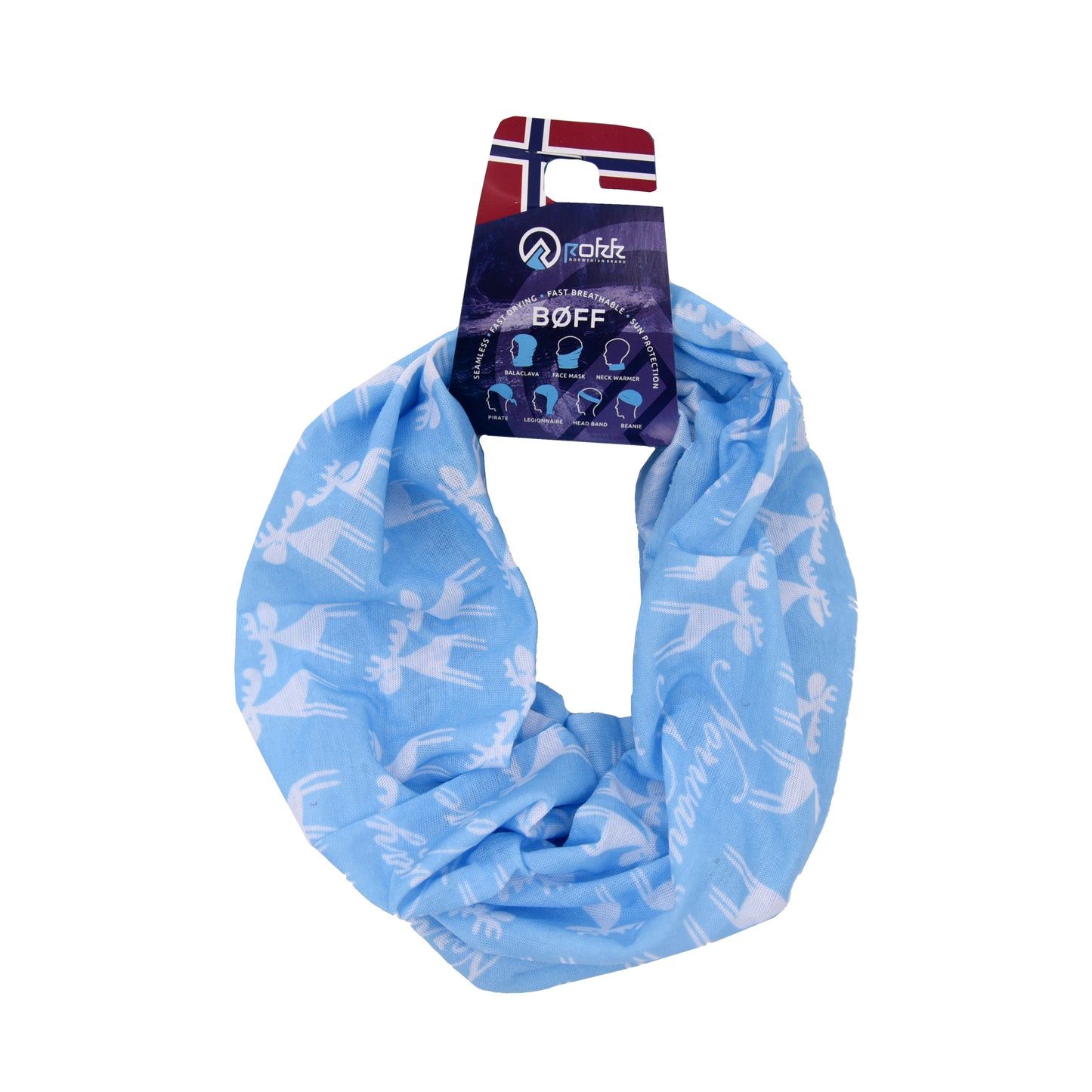 Hals m/elg, lys blå/hvit