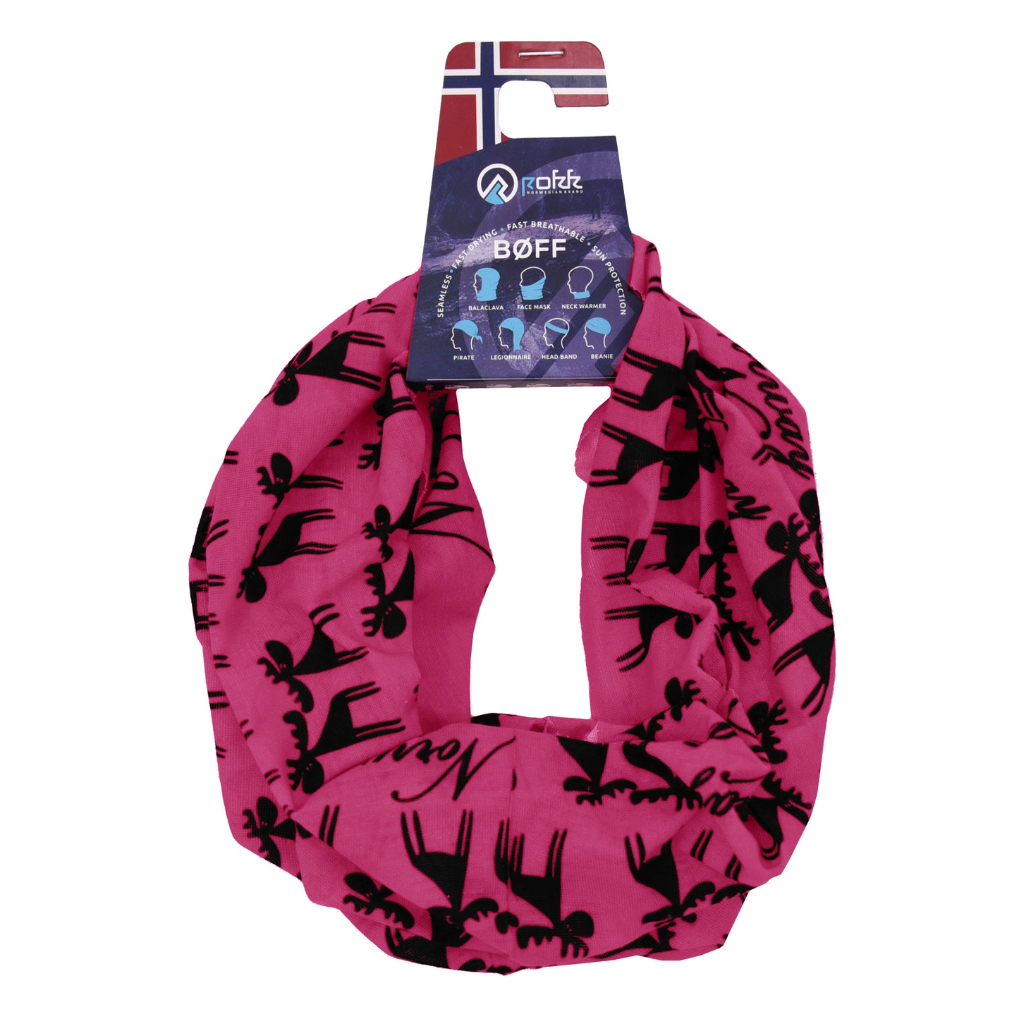 Hals m/elg, rosa/sort