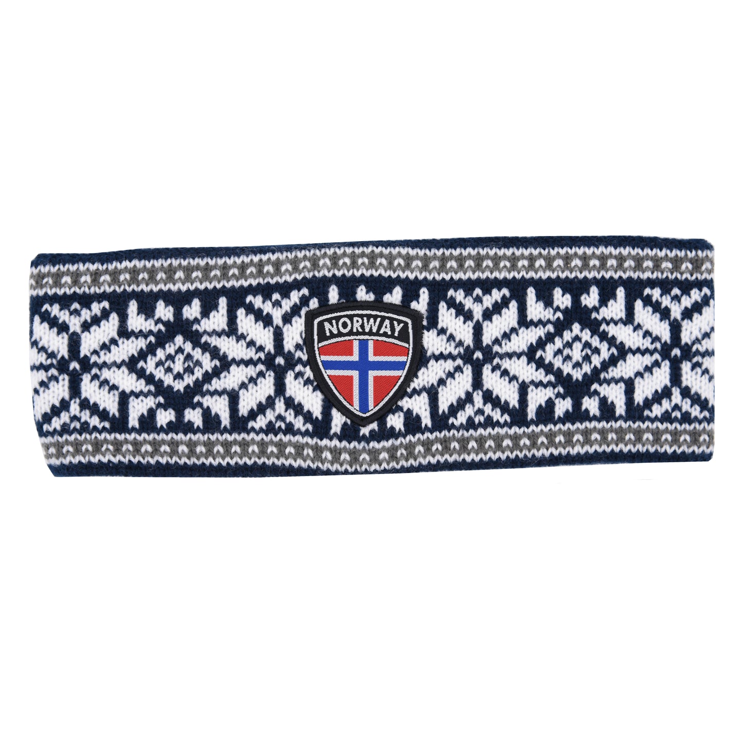 Pannebånd, strikket, marine m/hvite stjerner