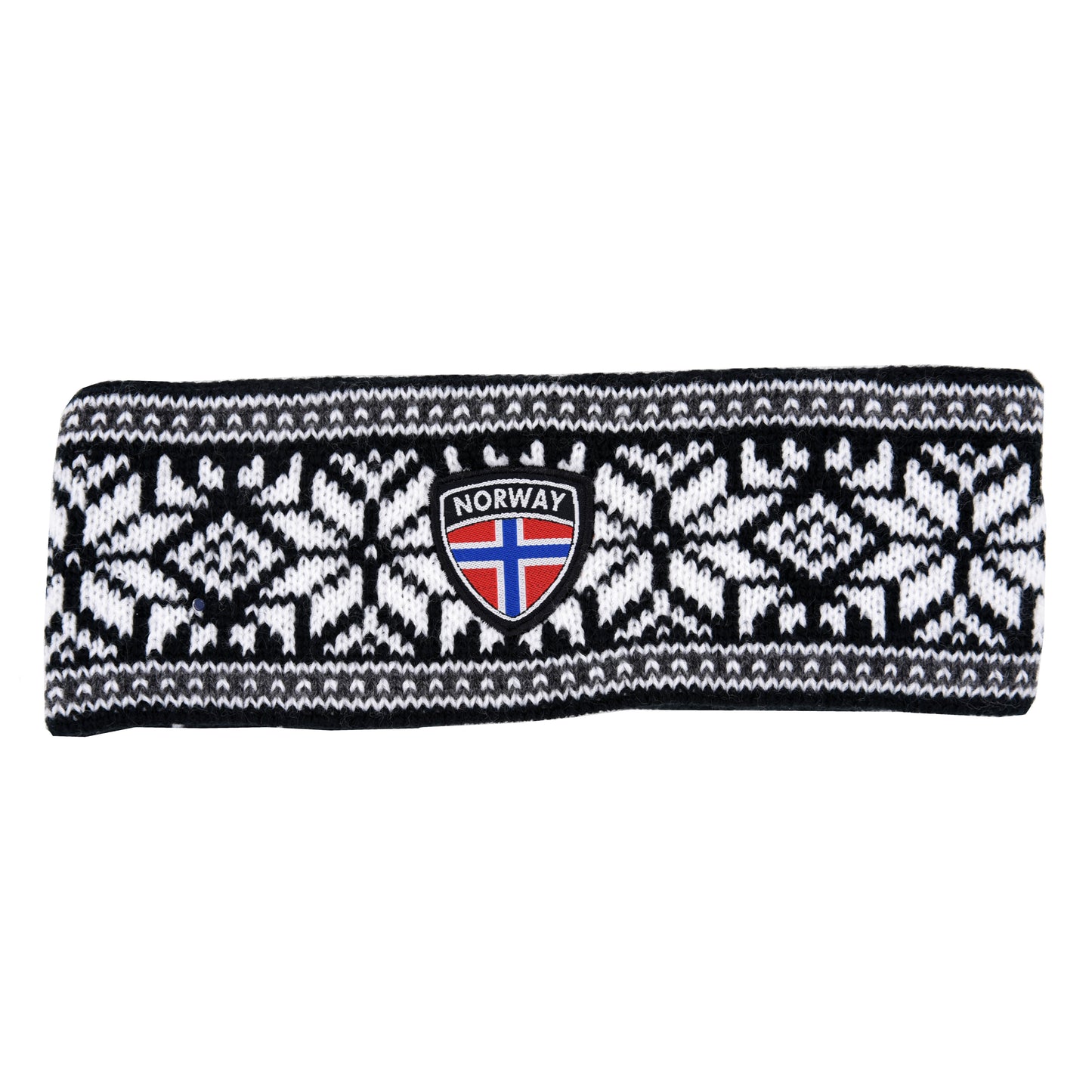 Pannebånd, strikket, svart m/hvite stjerner