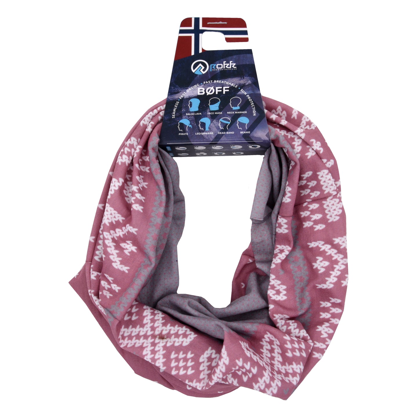 Hals m/stjerner og X, gammelrosa/grå/hvit