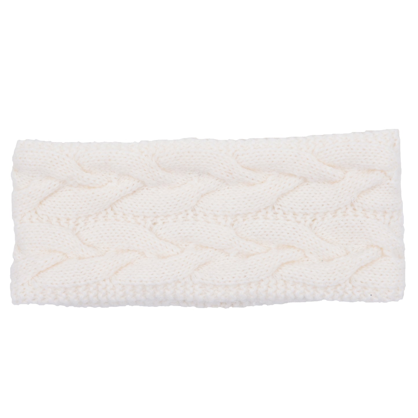 Pannebånd, strikket, teddy fleece foret, offwhite