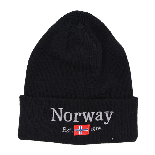 Strikkelue, svart, Norway Est 1905