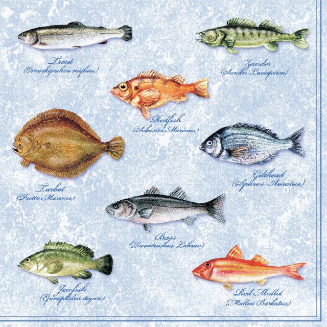 Servietter, fisker