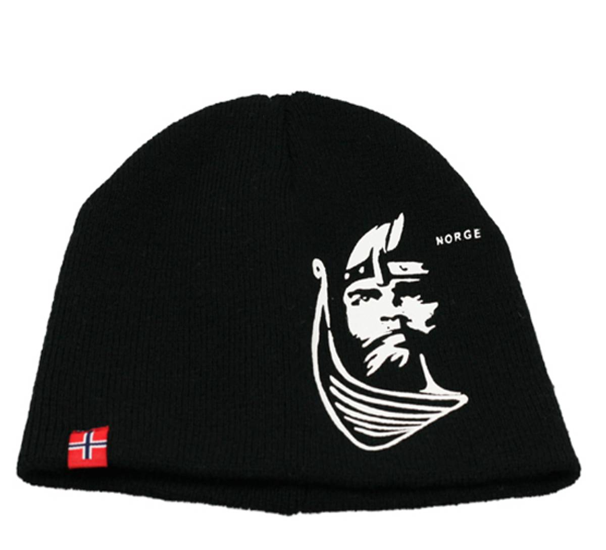 Lue med viking og flagg, sort