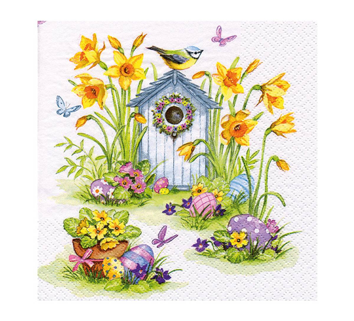 Servietter, påskeliljer og påskeegg