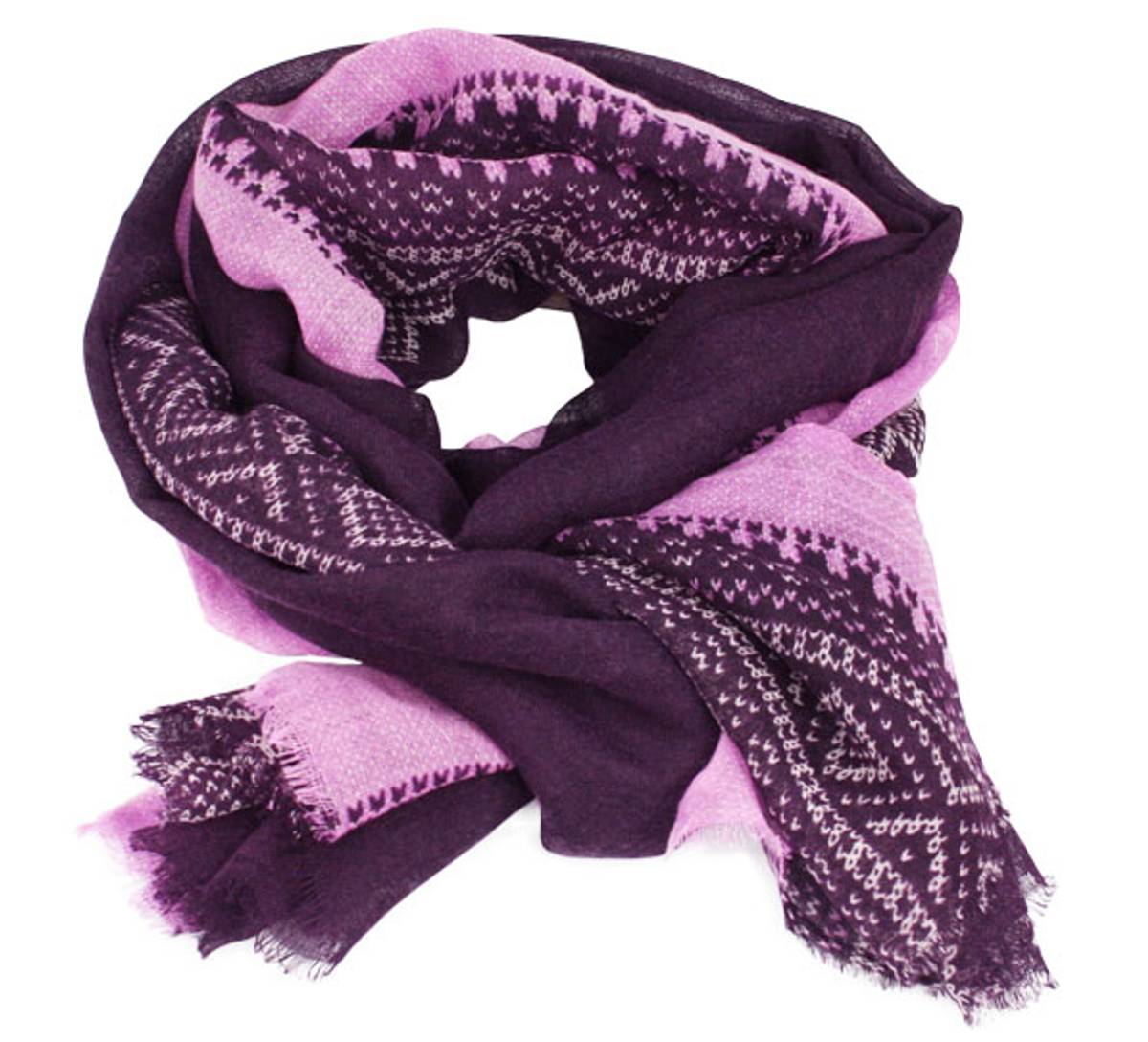 Mariusskjerf lilla/hvit/rosa - 100% ull