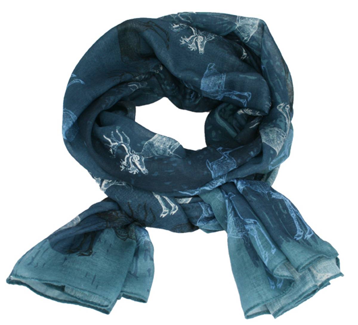 Skjerf, urrein, petrol/blå/svart/hvit