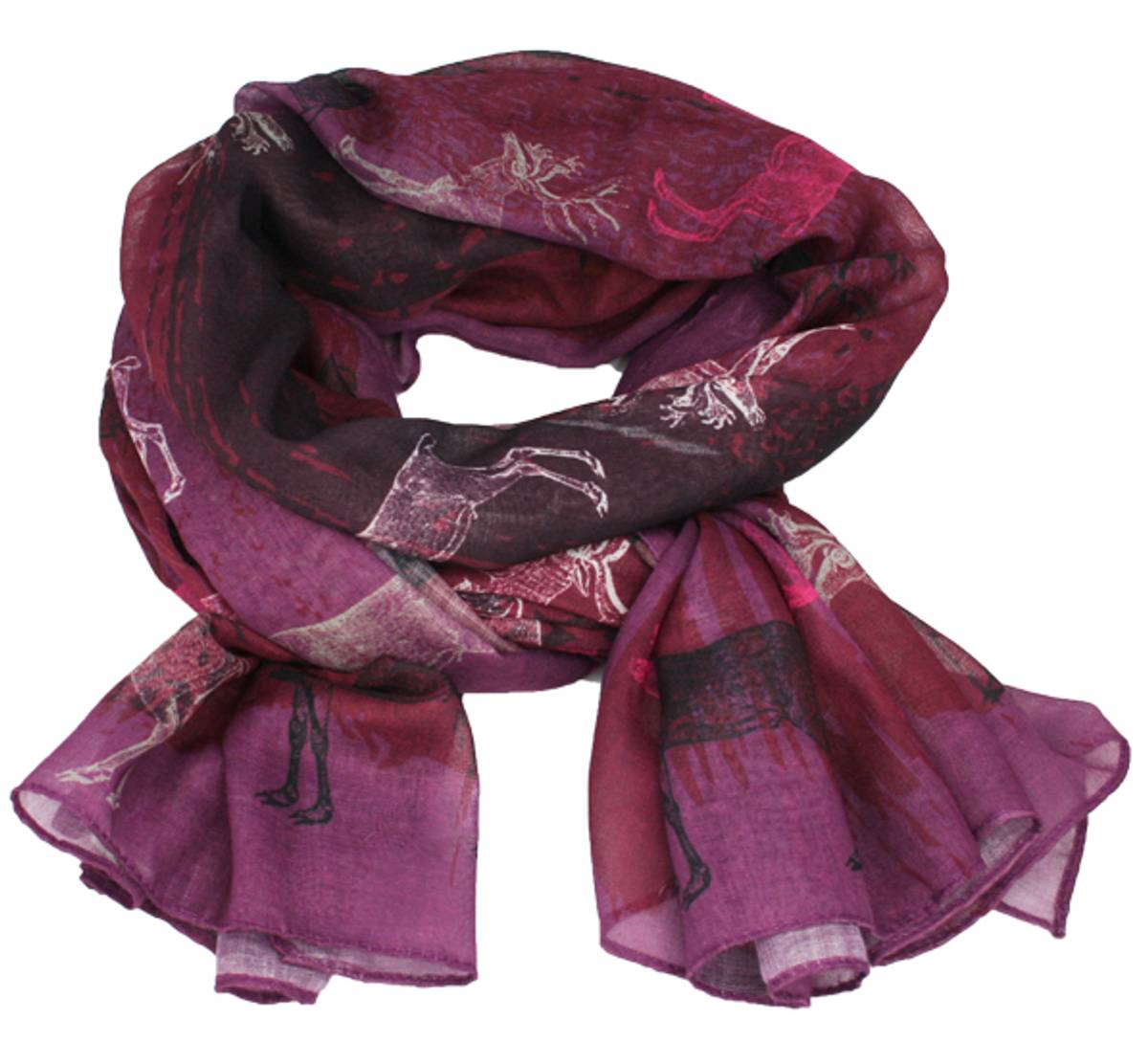 Skjerf, urrein. Burgunder/lilla/grå/sort/hvit