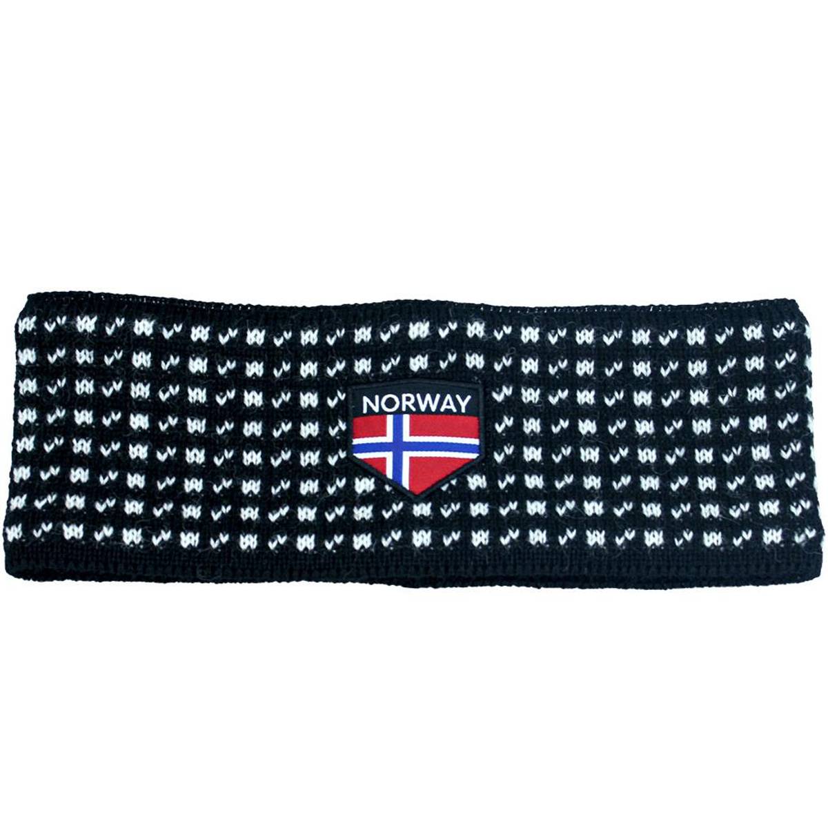 Pannebånd Islender strikket, sort/hvit, 100% ull