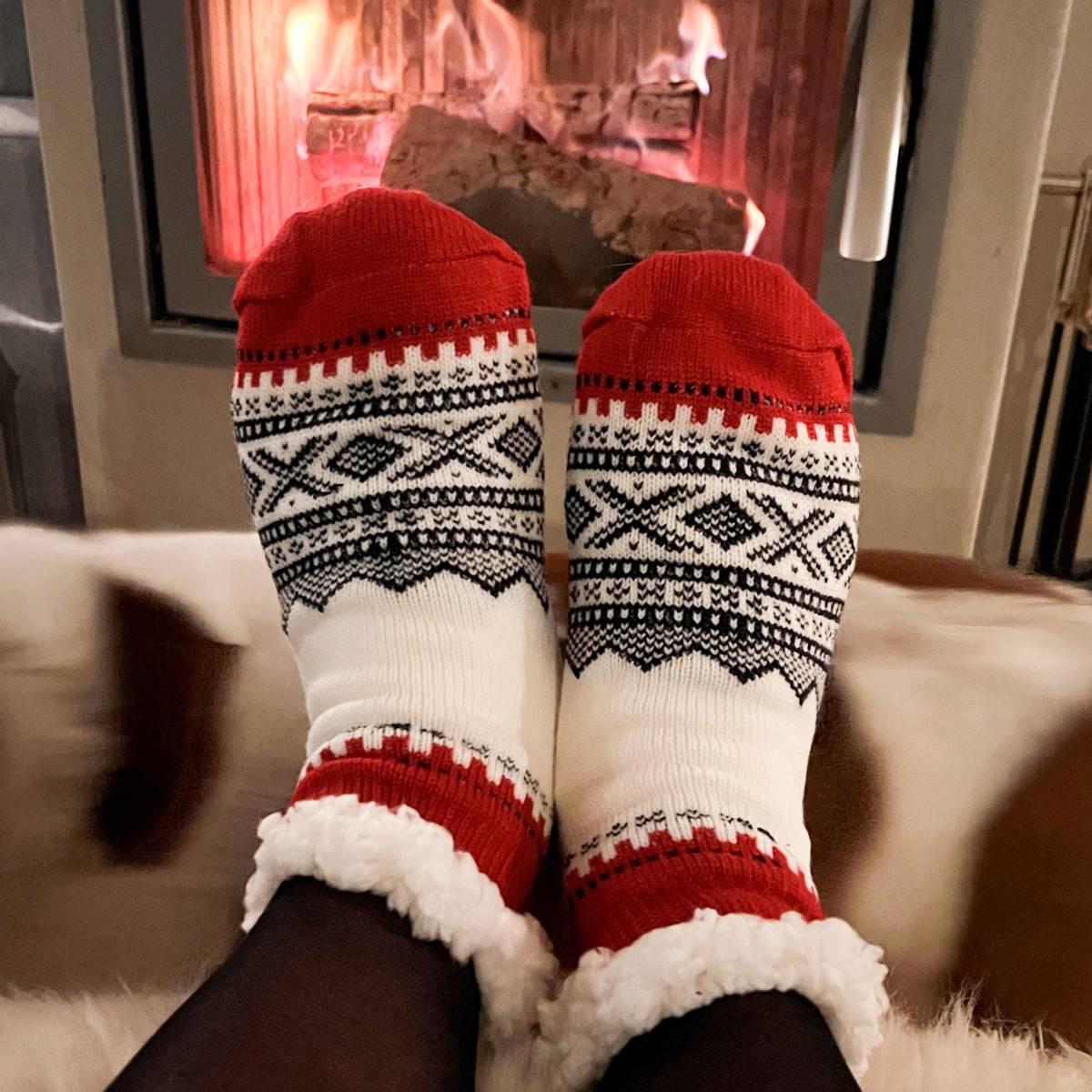 Kosesokk ankel m. Mariusmønster, hvit/blå/rød