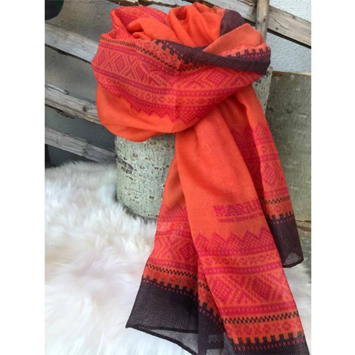 Mariusskjerf, korall/blå/rosa