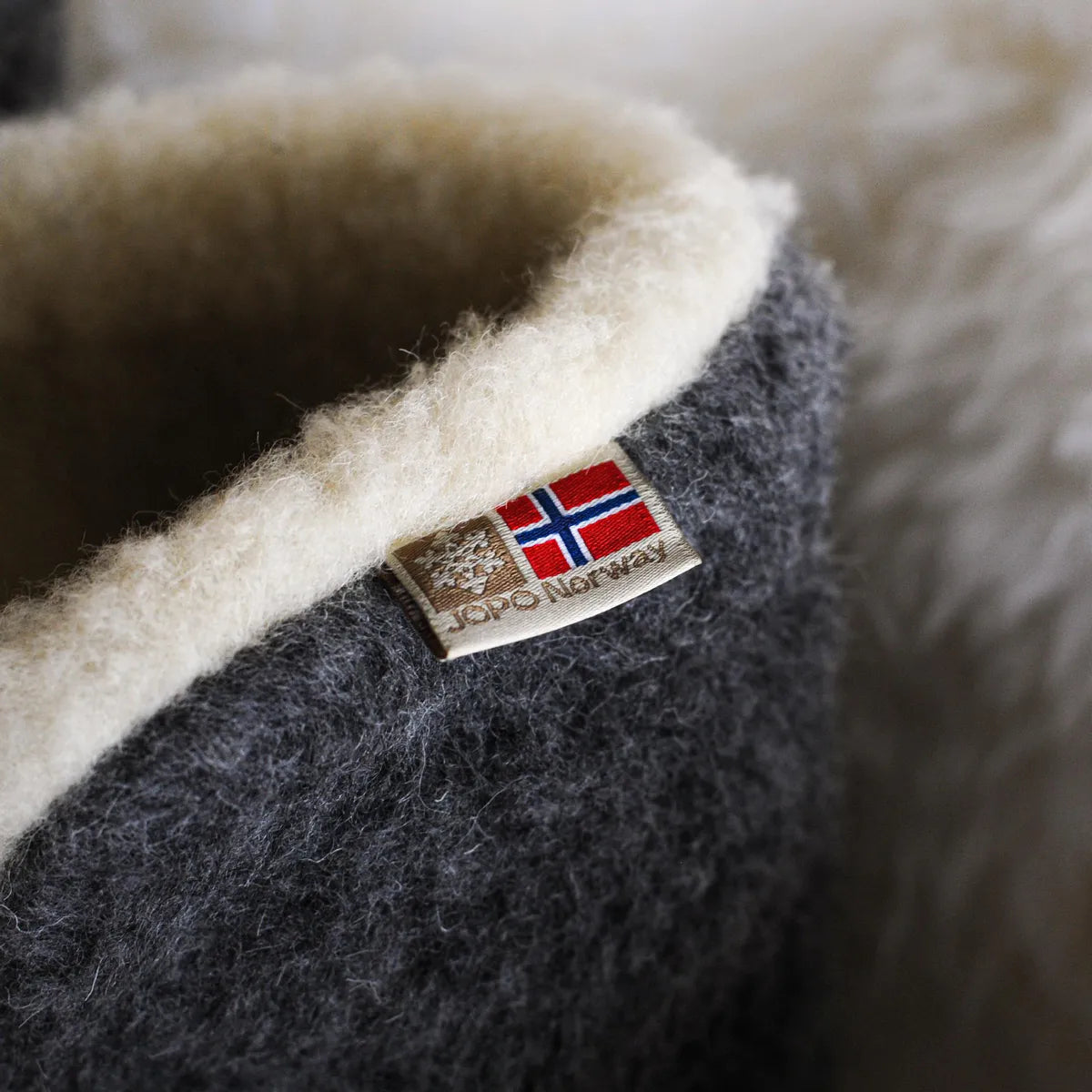 Ulltøfler, grå, 100% merinoull