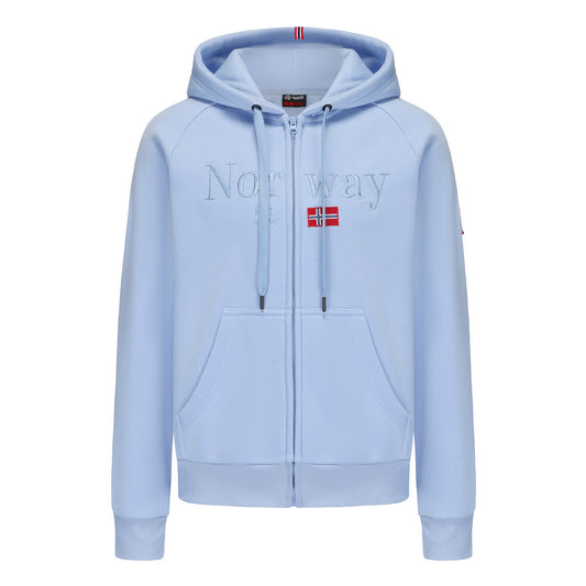 College-jakke med hette, lys blå, Norway Est. 1905
