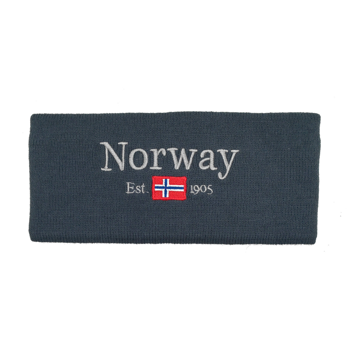 Pannebånd, strikket, grå/blå, Norway Est 1905