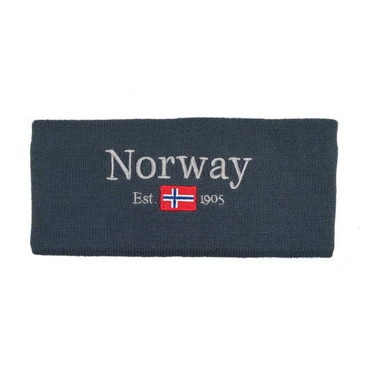 Pannebånd, strikket, grå/blå, Norway Est 1905