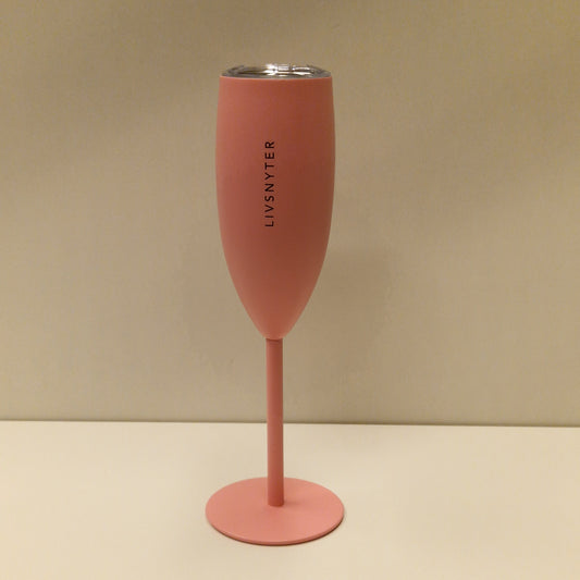Lys rosa termo champagneglass fra Pictureit med teksten: Livsnyter