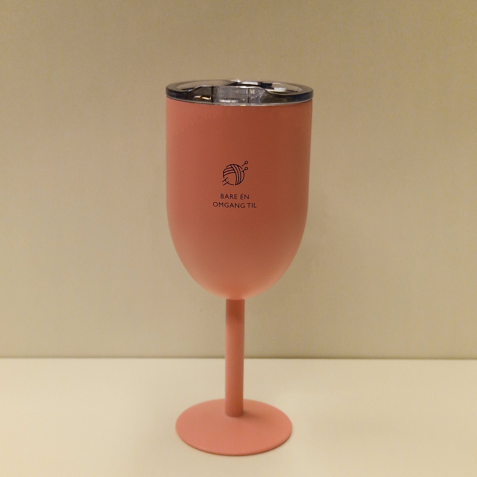 Termo vinglass fra Pictureit i lys rosa med teksten bare 1 omgang til