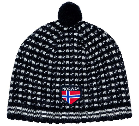 Ull lue med dusk, islenderstrikk, sort og hvit