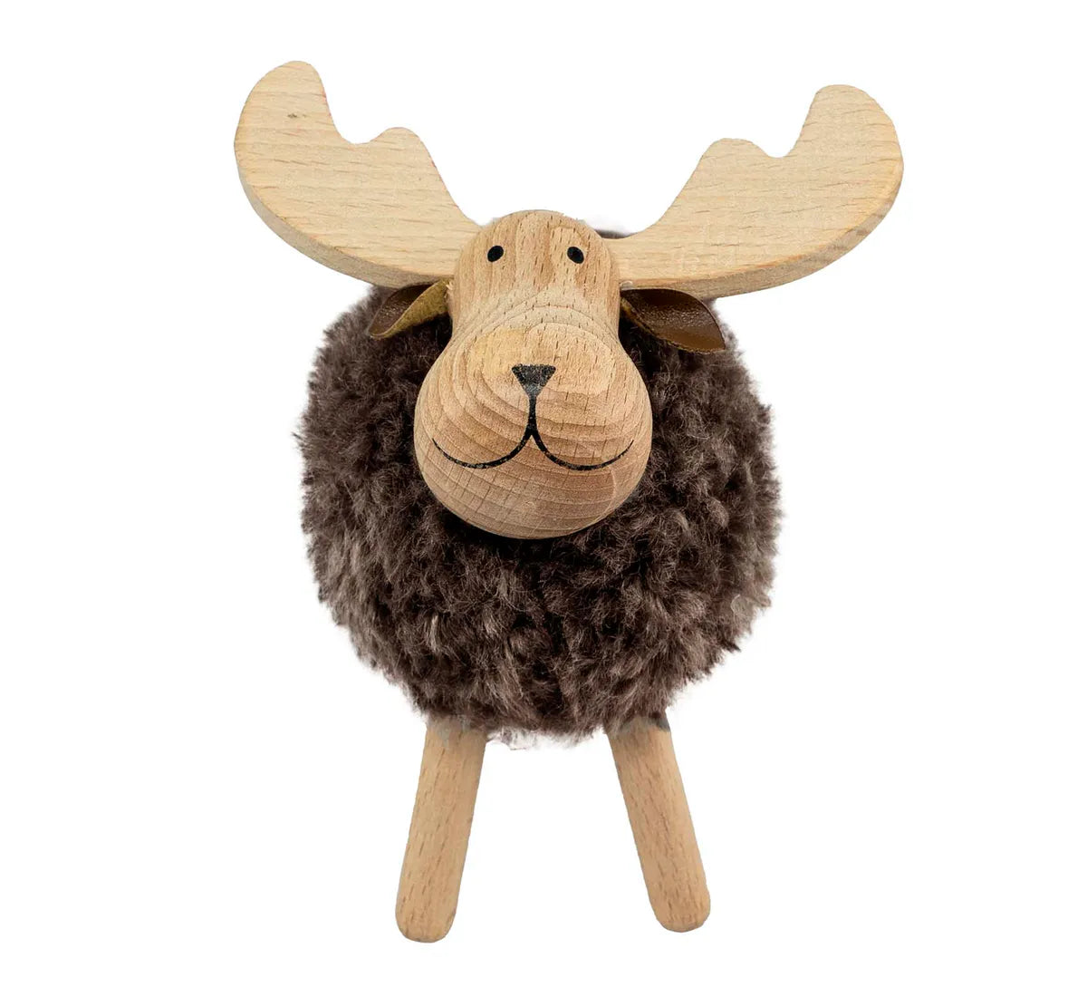 Elg av tre, brun, fluffy, stor